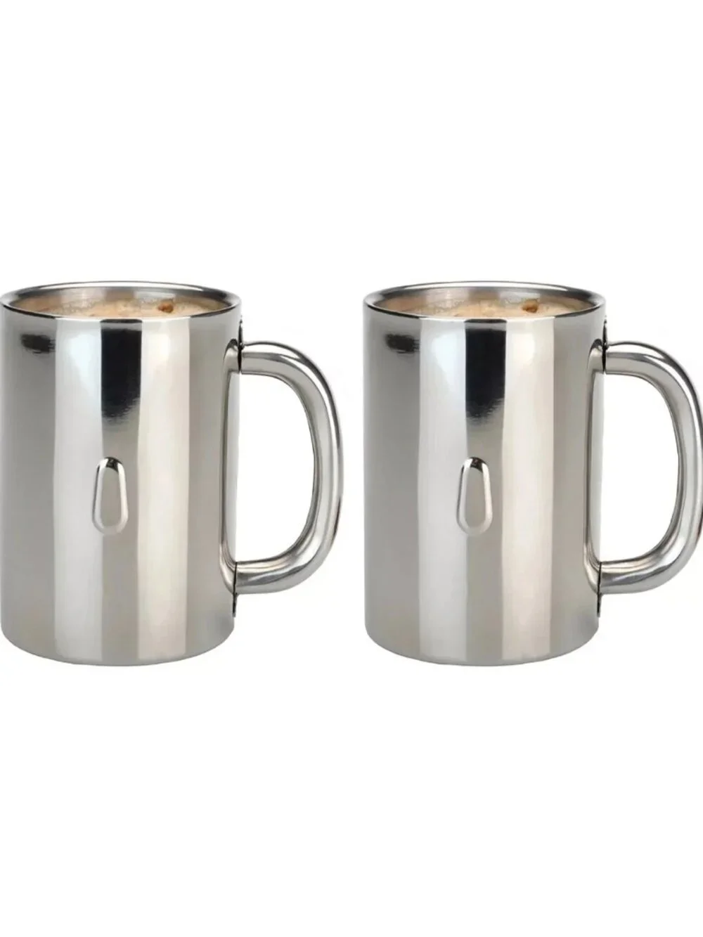 BergHOFF Stainless Steel Coffee Mugs Set of 2 Double Wall 12 oz Travel Cups